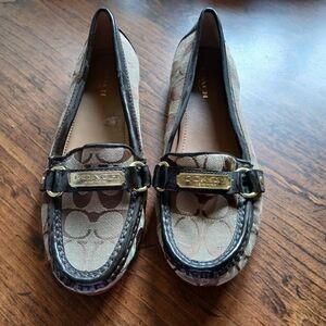 Coach Tan and Brown Signature Loafers